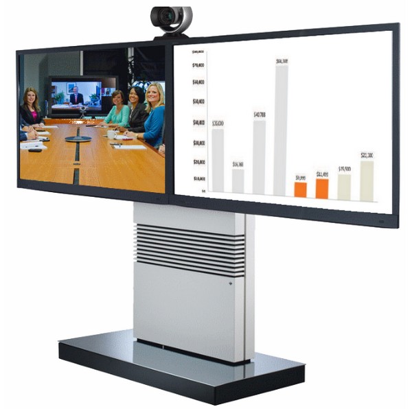 Dual Display Standfuss mit Rollen für Videokonferenz Lifesize Polycom Radvision Sony